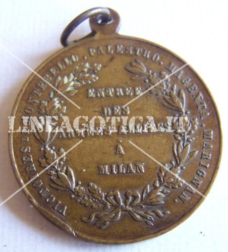 ITALIA MEDAGLIA INGRESSO TRUPPE FRANCO SARDE A MILANO 1859 ORIGI - Clicca l'immagine per chiudere
