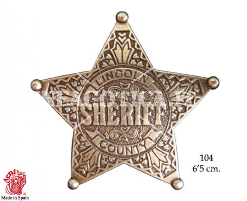 STELLA DA SCERIFFO A 5 PUNTE LINCOLN COUNTY IN METALLO - Clicca l'immagine per chiudere