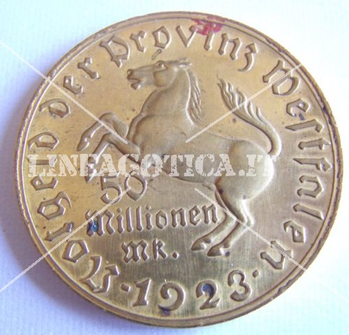 GERMANIA MONETA 50 MILIONI DI MARCHI 1923 ORIGINALE - Clicca l'immagine per chiudere