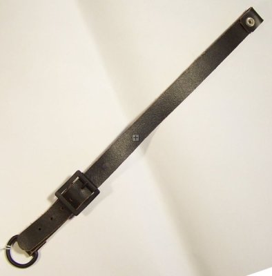 BLACK LEATHER HELMET CHINSTRAP WITH RING