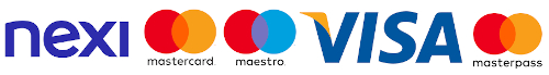 Logo nexi, mastercard, maestro, visa, masterpass